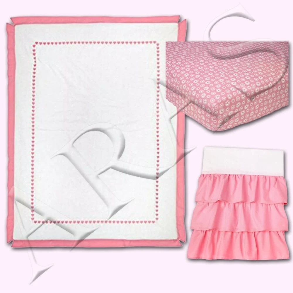 Sadie & Scout: Pink and White Hearts 3pc. Crib Bedding Set